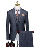 Boutique Suit Plaid Casual Business Set 3-piece Groom Wedding Dress Jacket