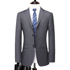 Men's Simple Business Elegant Fashion Button Gentleman Set Slim Fit Two Piece Set