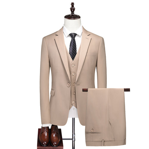 Fashion New Men's Boutique Business Solid Color Men's Slim Fit Double Split Suit