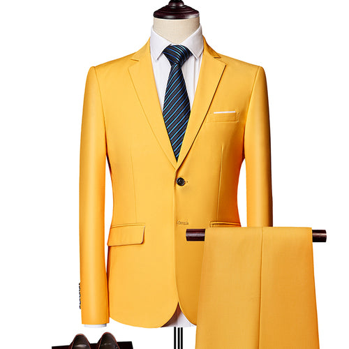 Men's Set Formal Suit Slim Fit Business Tuxedo 2-piece Set Groom Wedding Dress Men's Set