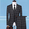 Men's Checkered Vest, Suit Pants, 3-piece Set/Men's Fashion High-end Slim Fitting Wedding Banquet Business Suit Jacket