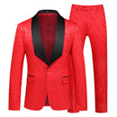 Men's Set Black Wedding Banquet Party 2 Piece Set Men's Suit Coat and Pants