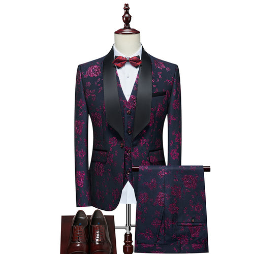 Men's Dress Formal Fashion Business Tuxedo Men's Wedding Set Men's Set 3-piece Formal Jacket