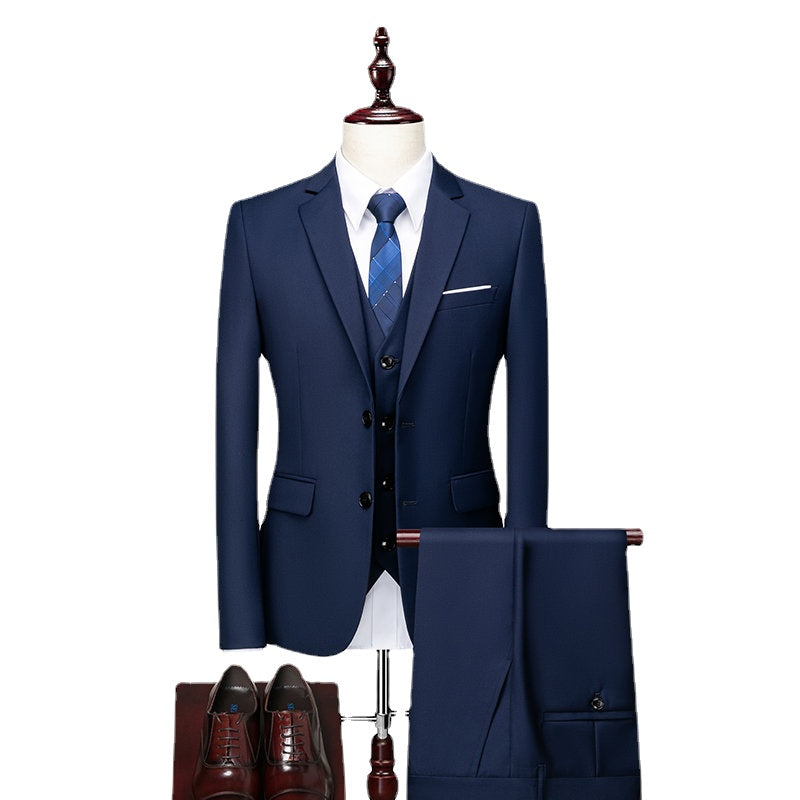 New Casual Business Suit Professional Men's Groom Wedding Dress Suit Pants Three Piece Set