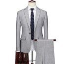 Men's Business Slim Fit Groom Wedding Banquet Social Suit Coat Set 2 Pieces