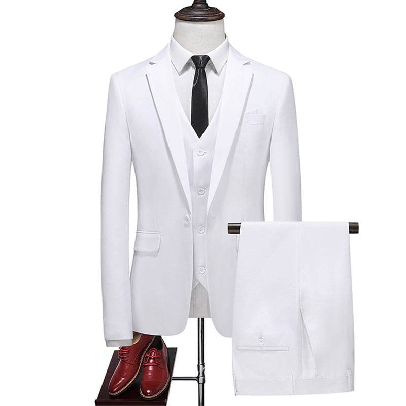 Men's Business Fashion Solid Color Slim Fit Suit Pants Set Wedding Tailcoat Men's Clothing