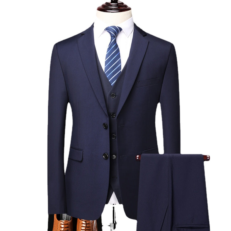 Men's Set Three Piece Business Casual Fit Set Groom Wedding Dress Set Men's Wedding Dress