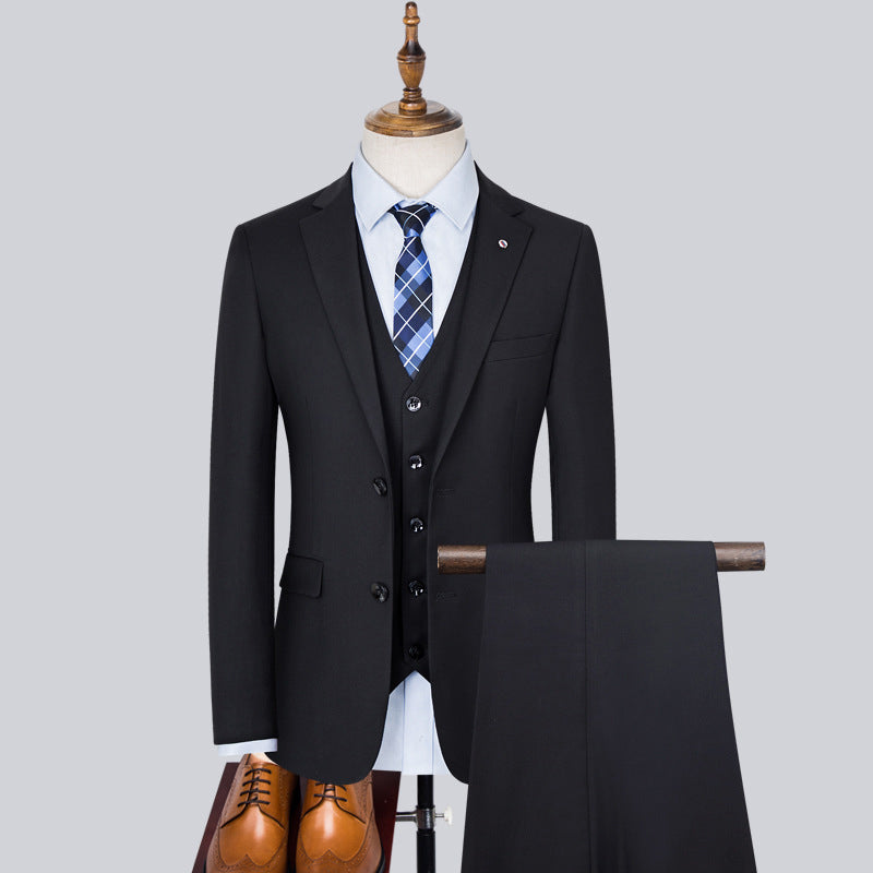 Fashion Gentleman Set 3-piece Men's Wedding Set High Quality Fabric Business Wedding Set