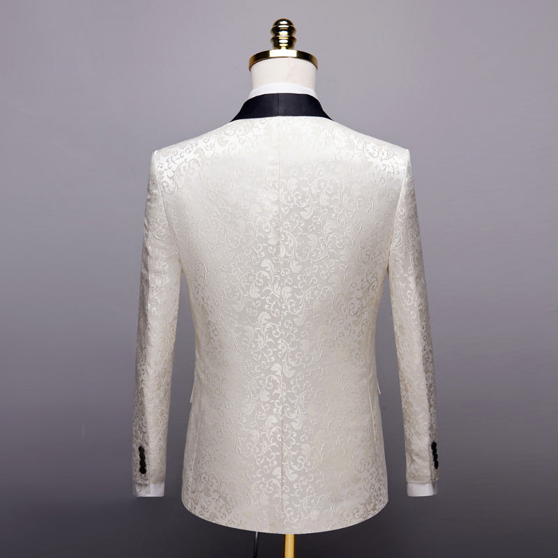 High Quality Men's Suit Jacket with One Button Slim Fitting Stage Singer Men's Fashionable Formal Tuxedo