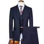 Men's 3-piece Set Autumn/Winter Checker Slim Fit Business Formal Casual Set Office Party Ball Wedding Groom