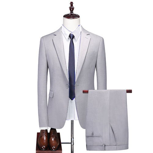 Fashion New Men's Boutique Business Solid Color Men's Slim Fit Double Split Suit
