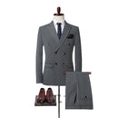 Fashionable New Men's Casual Double Breasted Solid Color Business Suit Jacket Pants 2-piece Suit Jacket