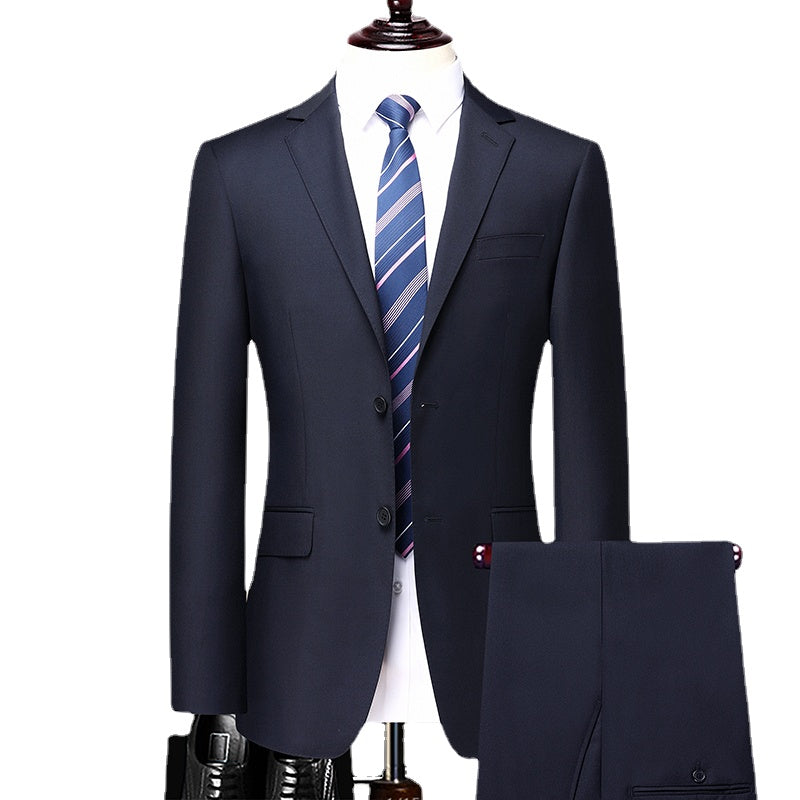 Men's Simple Business Elegant Fashion Button Gentleman Set Slim Fit Two Piece Set