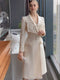 High End Heavy Industry Beaded Large Lapel Belt Waist Tuck Coat Famous Lady's Thin Coat