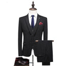 High Quality Men's Striped Suit with Double Breasted Fashionable Three Piece Set for Men's Groom Suit Jacket