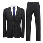 High Quality Men's Striped Suit with Double Breasted Fashionable Three Piece Set for Men's Groom Suit Jacket