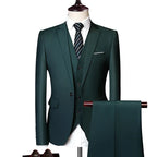 High Quality Men's Three Piece Single Button Solid Color Wedding Men's Set
