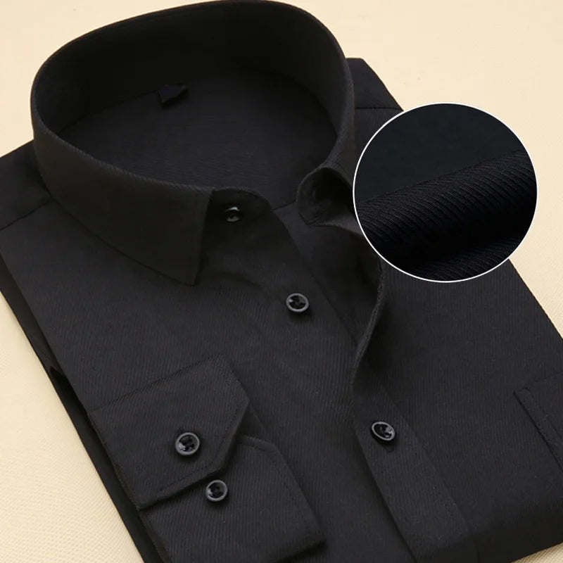 High Quality Solid Color Long Sleeved Slim Fitting Formal Business Uniform Men's Shirt