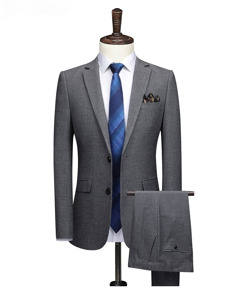 High Quality Two Piece Wool Men's Set Casual Slim Fitting Men's Formal Set Men's Wedding Groom Banquet Set