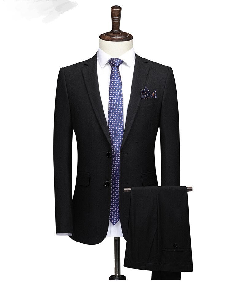 High Quality Two Piece Wool Men's Set Casual Slim Fitting Men's Formal Set Men's Wedding Groom Banquet Set