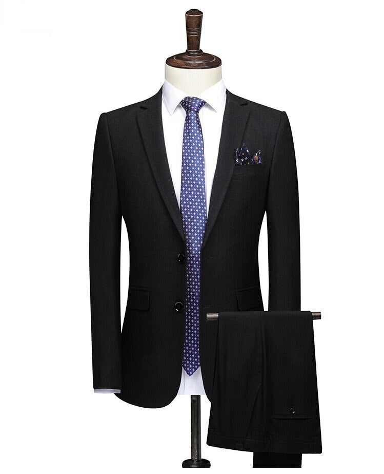 High Quality Two Piece Wool Men's Set Casual Slim Fitting Men's Formal Set Men's Wedding Groom Banquet Set