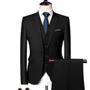 (Jacket + Vest + Pants) Men's Suit Three-piece Suit, New Solid Color Slim-fit Boutique Business Fashion Men's Clothing Suit Set