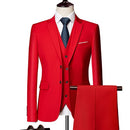 (Jacket + Vest + Pants) Men's Suit Three-piece Suit, New Solid Color Slim-fit Boutique Business Fashion Men's Clothing Suit Set