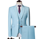 (Jacket + Vest + Pants) Men's Suit Three-piece Suit, New Solid Color Slim-fit Boutique Business Fashion Men's Clothing Suit Set