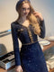 Light Luxury Elegant V-Neck Slim Fit Knitted Chain Thick Tweed Small Fragrance A-line Dress