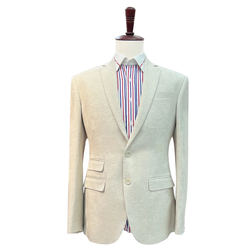 Lightweight Italian Casual Breathable Linen Beige Suit for Men