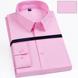 Long Sleeved Men's Business and Leisure Professional Work White High-end Elastic Wrinkle Resistant Men's Shirt