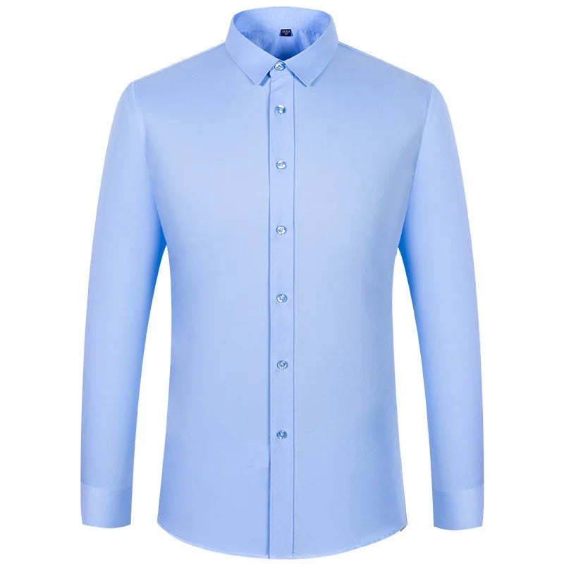 Long Sleeved Men's Business and Leisure Professional Work White High-end Elastic Wrinkle Resistant Men's Shirt