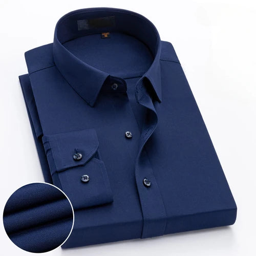 Long Sleeved Shirt for Men's Business and Professional Work No Iron Wrinkle Resistant Pure Cotton White Shirt