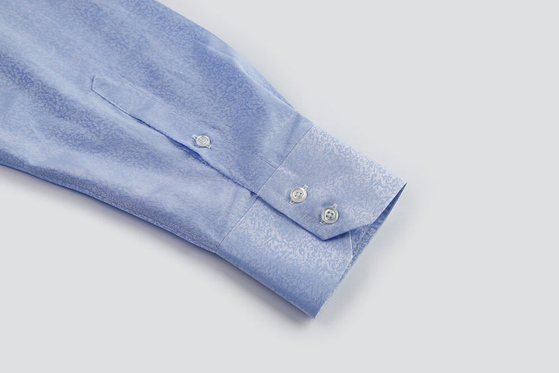 Men's Autumn Thin Long Sleeve Fashion Business Pure Sky Blue Shirt