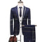 Men's Business Casual Fashion Three Piece Checkered Suit Jacket Long Pants Vest