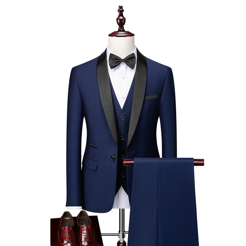 Men's Business Leisure Wedding Party Single Breasted 3-piece Groom Set Suit