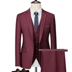 Men's Business Suit Jacket Pants High-end Wedding Party Groom Set 2-piece Jacket Pants Large Suit