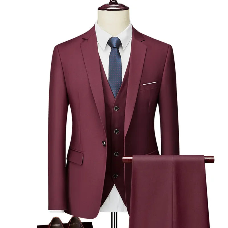 Men's Business Suit Jacket Pants High-end Wedding Party Groom Set 2-piece Jacket Pants Large Suit