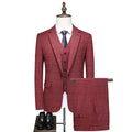 Men's Checkered Suit Single Breasted Formal Wedding Bride Entertainment Business Office Men's Suit 3-piece Suit Set