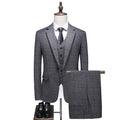 Men's Checkered Suit Single Breasted Formal Wedding Bride Entertainment Business Office Men's Suit 3-piece Suit Set