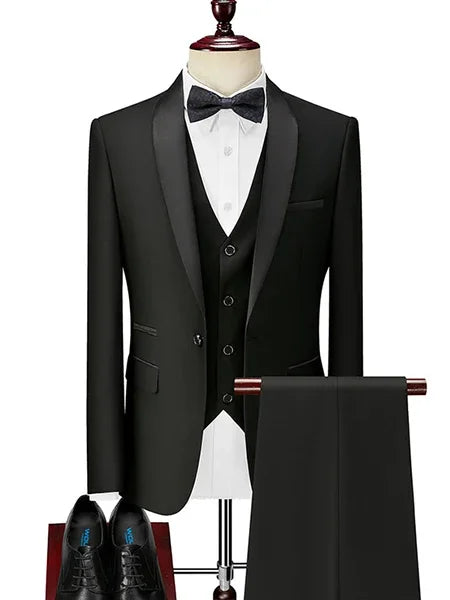 Men's Formal Slim Fitting Tuxedo Groom's Wedding Dinner Suit High-quality Set
