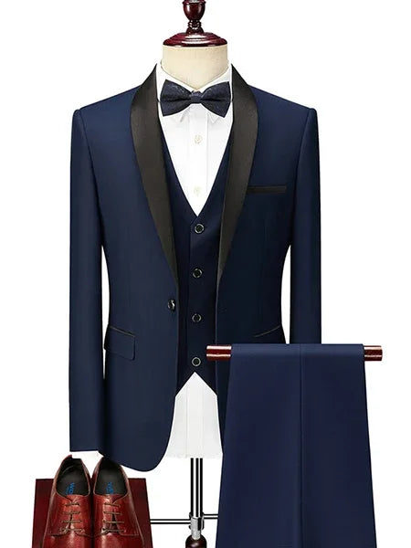 Men's Formal Slim Fitting Tuxedo Groom's Wedding Dinner Suit High-quality Set