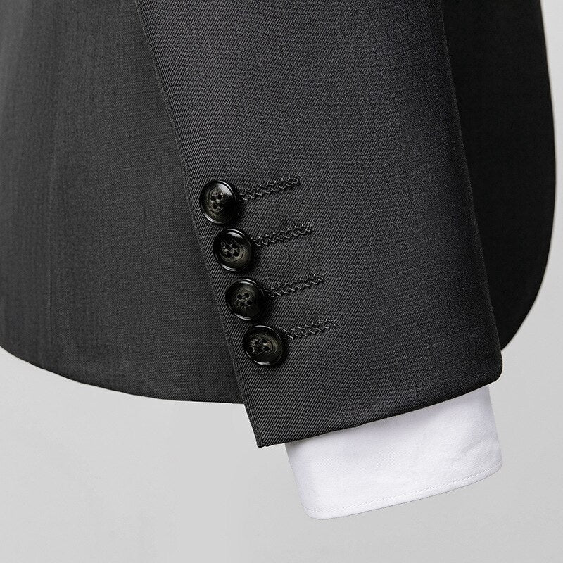 Men's Grey Business Casual Suit Formal Occasion High Quality Grey Banquet Prom Dress Set