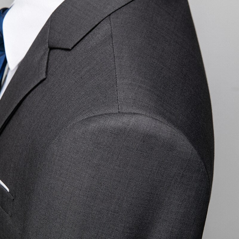 Men's Grey Business Casual Suit Formal Occasion High Quality Grey Banquet Prom Dress Set