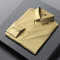 Men's Long Sleeved Shirt Autumn Solid Color Professional Shirt Men's White Elastic and Non Ironing Work Clothes