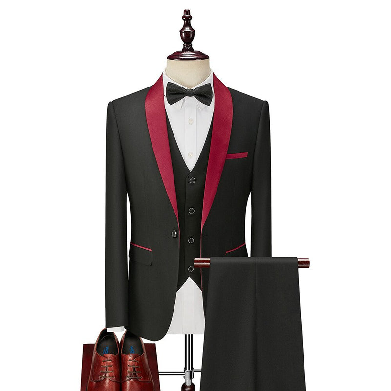 Men's Set New Suit 3-piece Set Formal Elegant Business Wedding Evening Party Dress Set