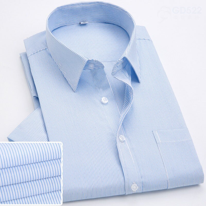 Men's Shirt Anti Wrinkle Plaid Printed Cardigan Casual Summer Short Sleeved Shirt