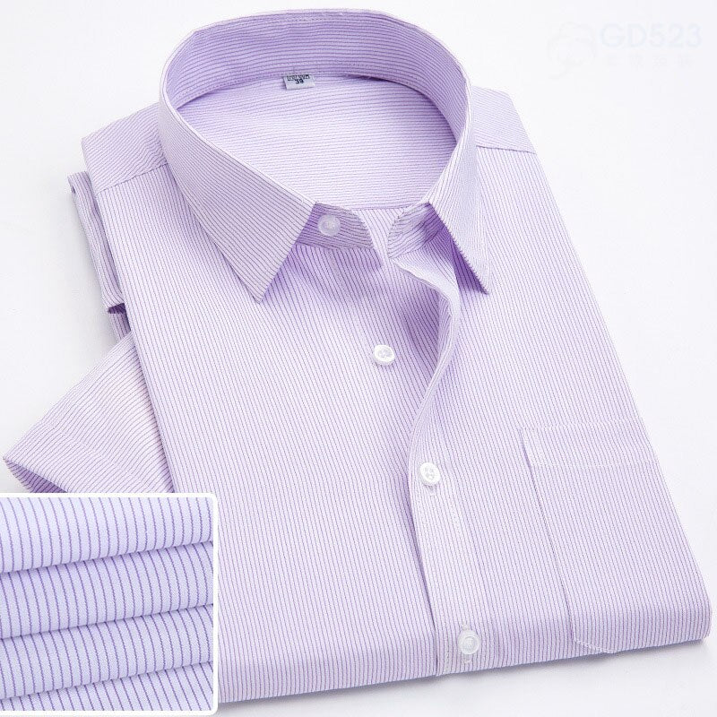 Men's Shirt Anti Wrinkle Plaid Printed Cardigan Casual Summer Short Sleeved Shirt