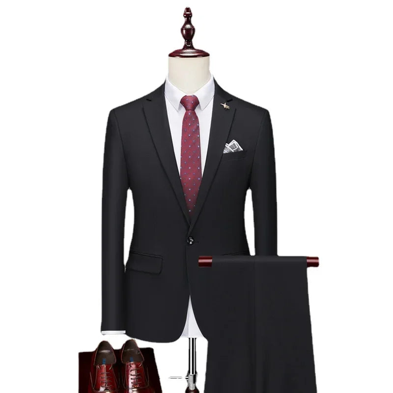 Men's Slim Fit Dinner Business Office Set Groom Wedding Dress Set  Groomsman