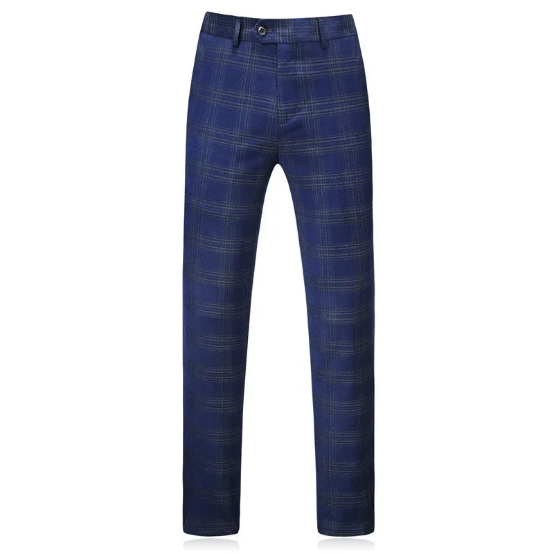 Men's Slim Fit Double Button High Quality Business Men's Customized Solid Color Checker Set